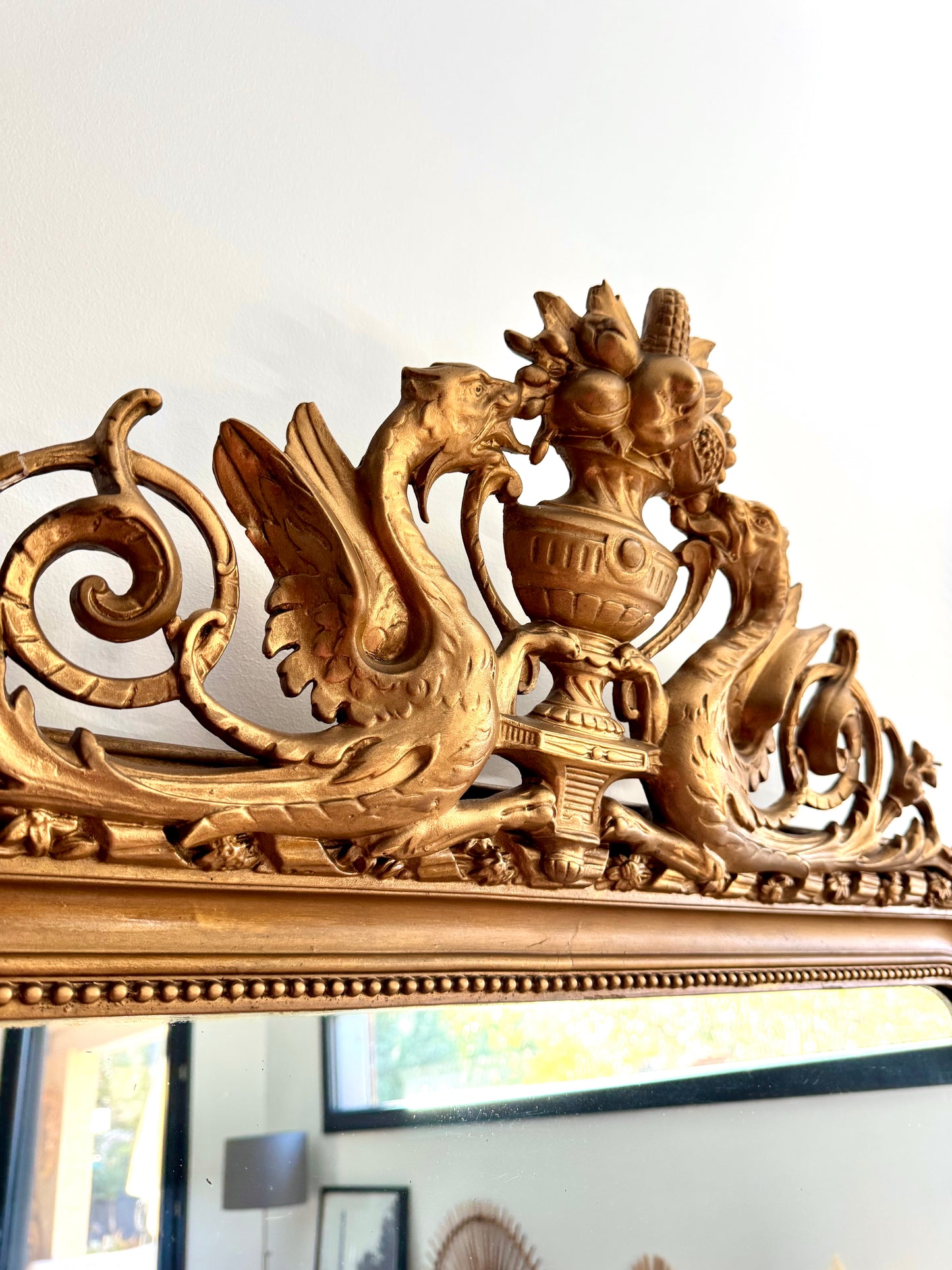 Grand miroir ancien doré Louis Philippe