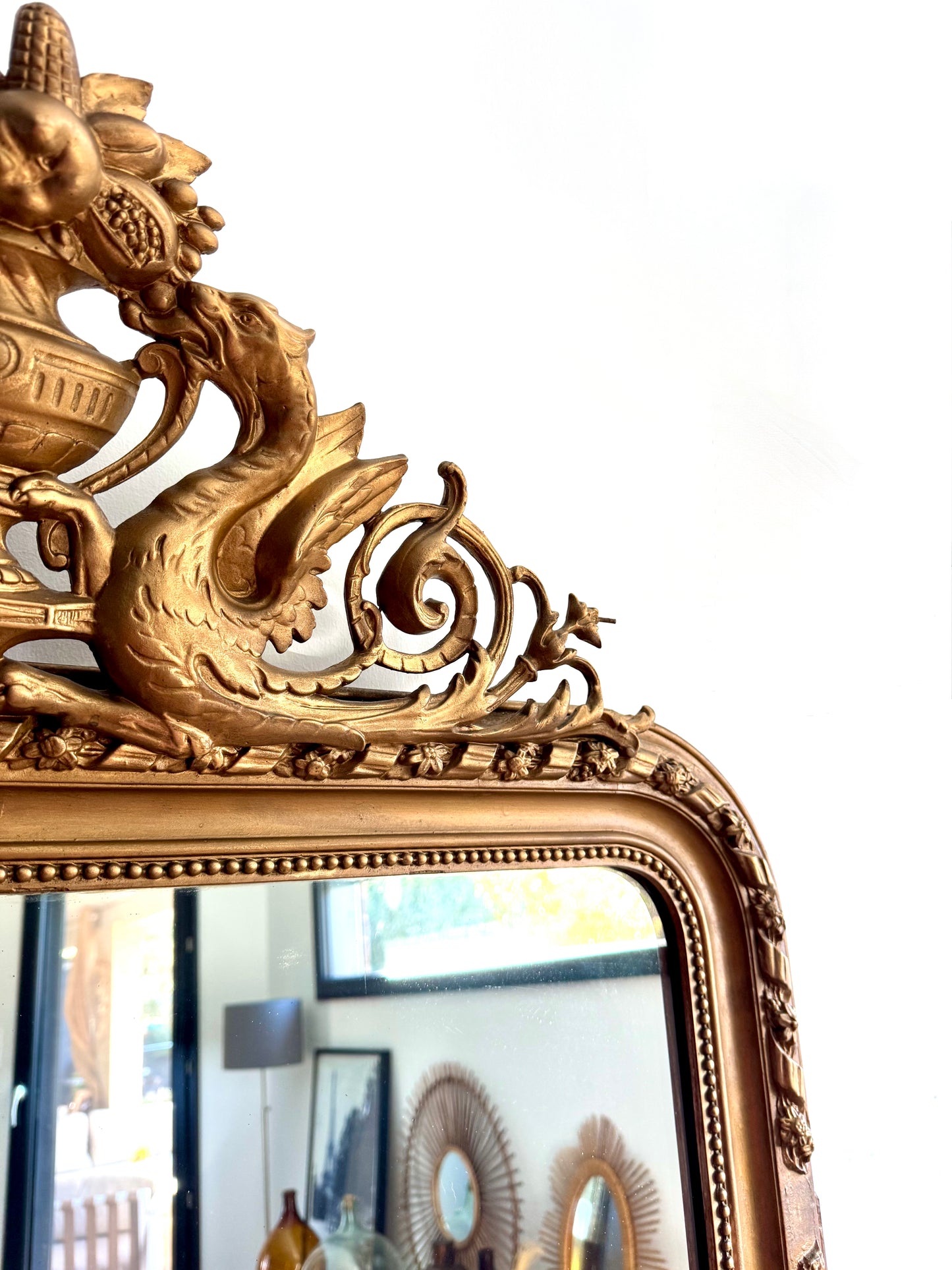 Grand miroir ancien doré Louis Philippe