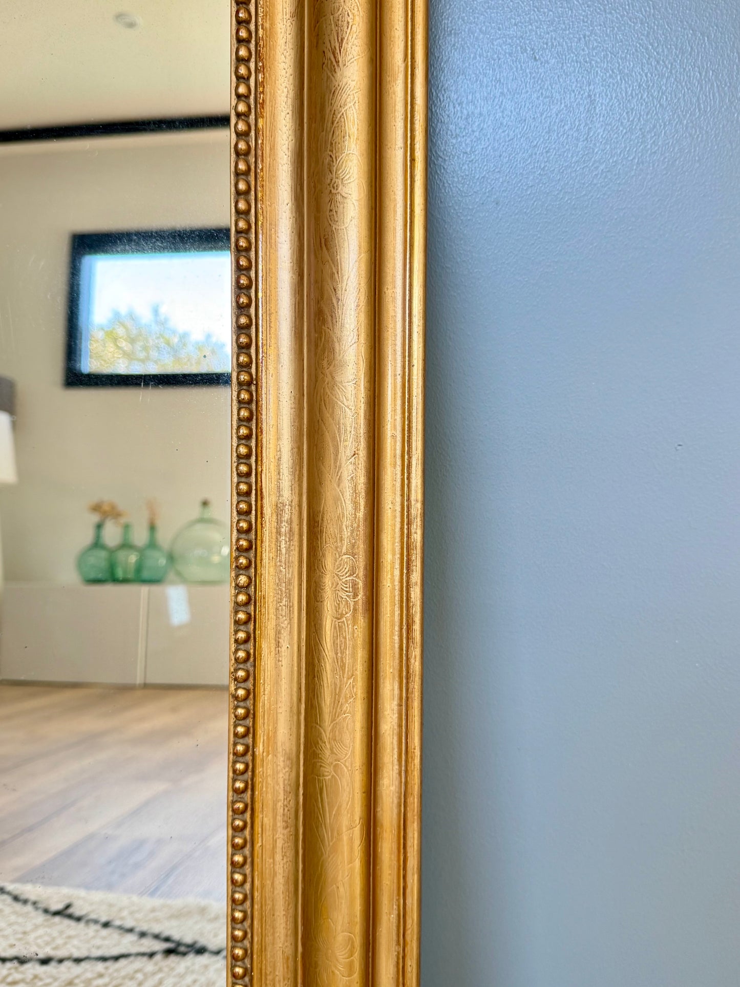 Miroir ancien Louis Philippe, doré à la feuille d'or