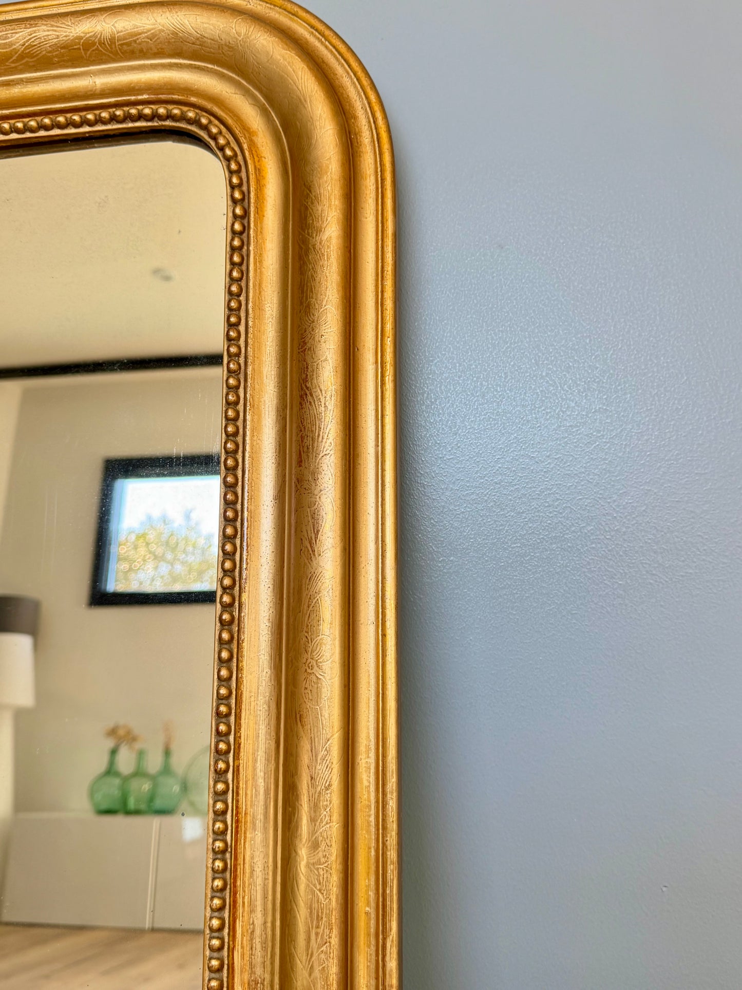 Miroir ancien Louis Philippe, doré à la feuille d'or