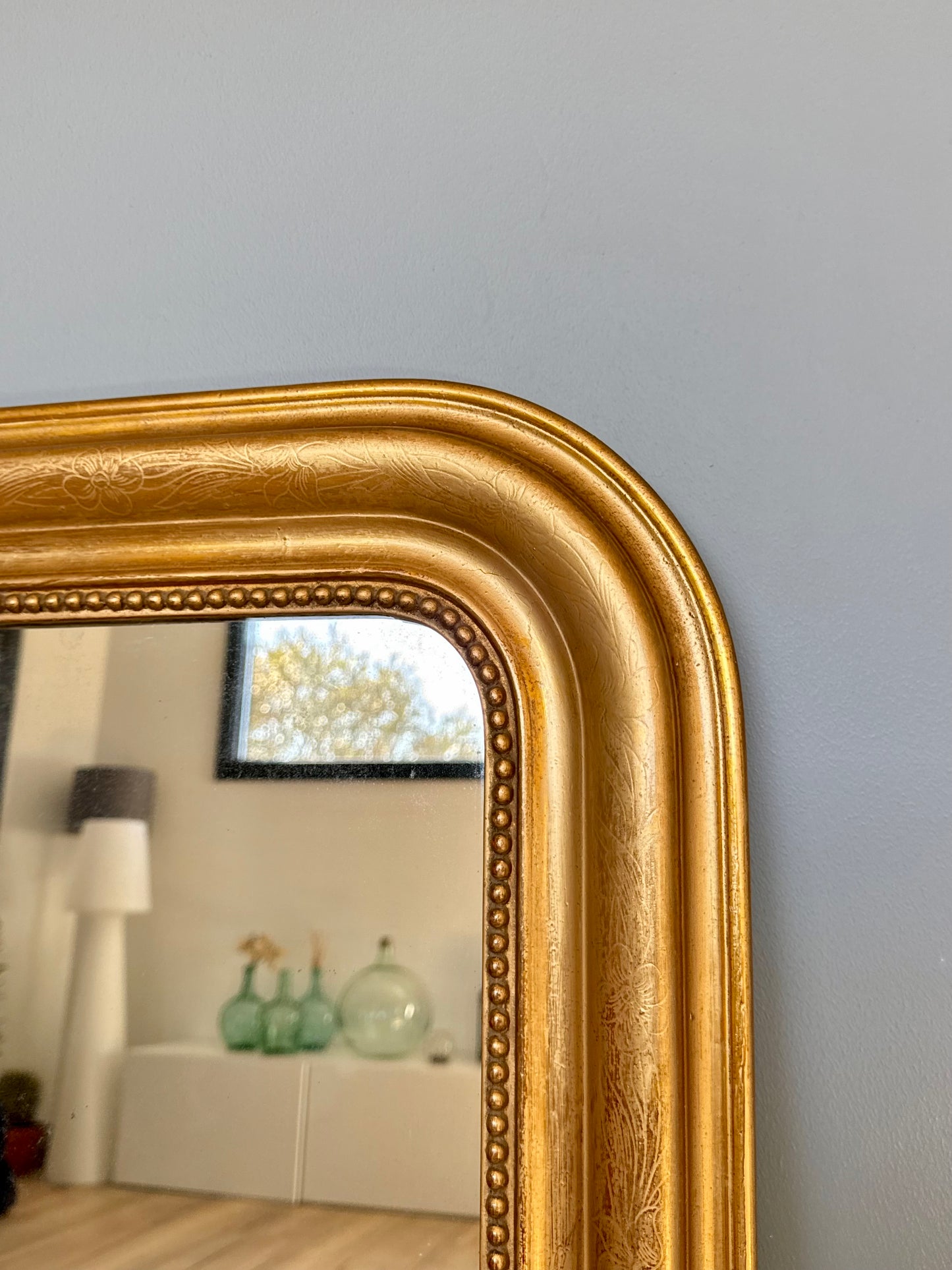 Miroir ancien Louis Philippe, doré à la feuille d'or