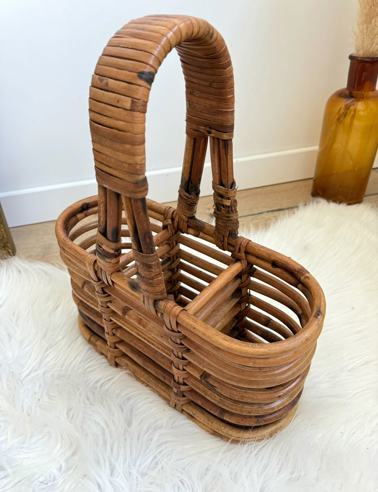 Porte bouteilles en rotin