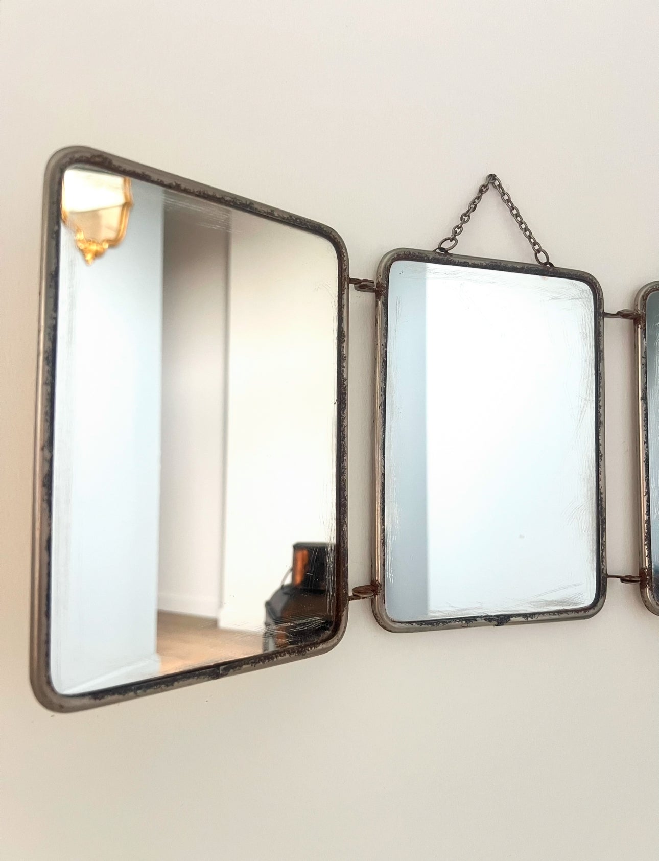 Miroir de barbier triptyque